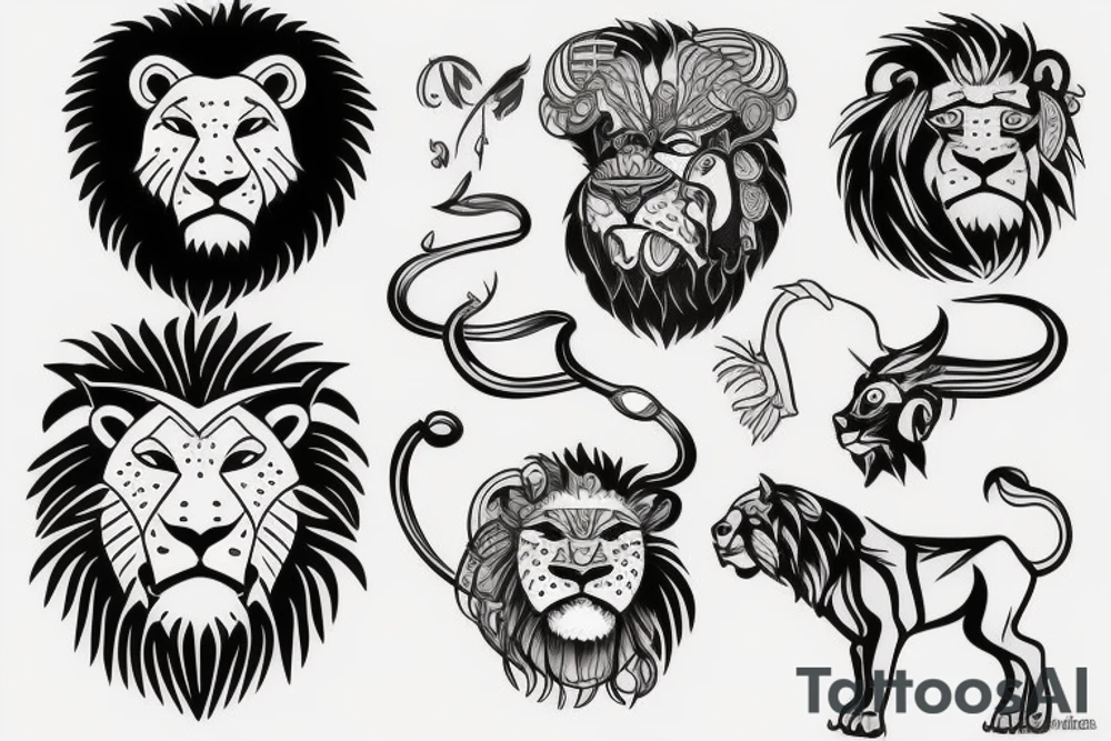 Bull and lion tattoo idea