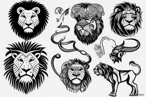 Bull and lion tattoo idea