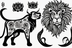 Bull and lion tattoo idea