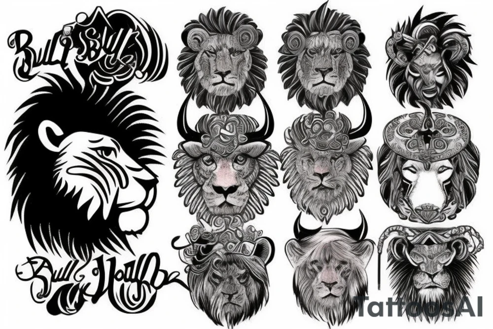 Bull and lion tattoo idea