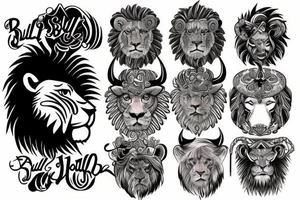 Bull and lion tattoo idea
