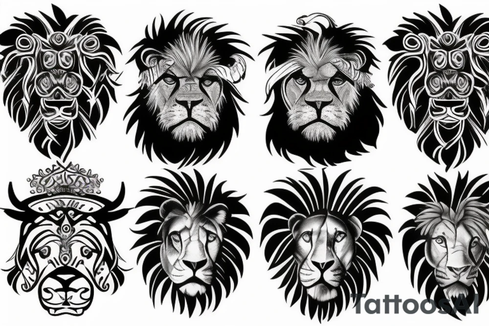 Bull and lion tattoo idea