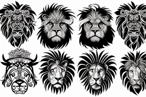 Bull and lion tattoo idea