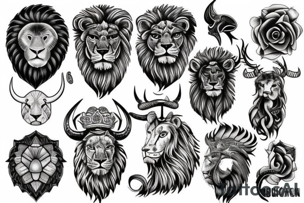 Bull and lion tattoo idea