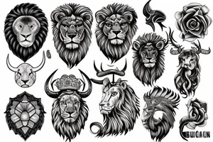Bull and lion tattoo idea