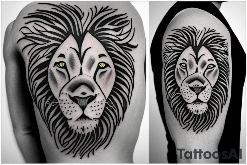 Lion with bull brother tattoo idea