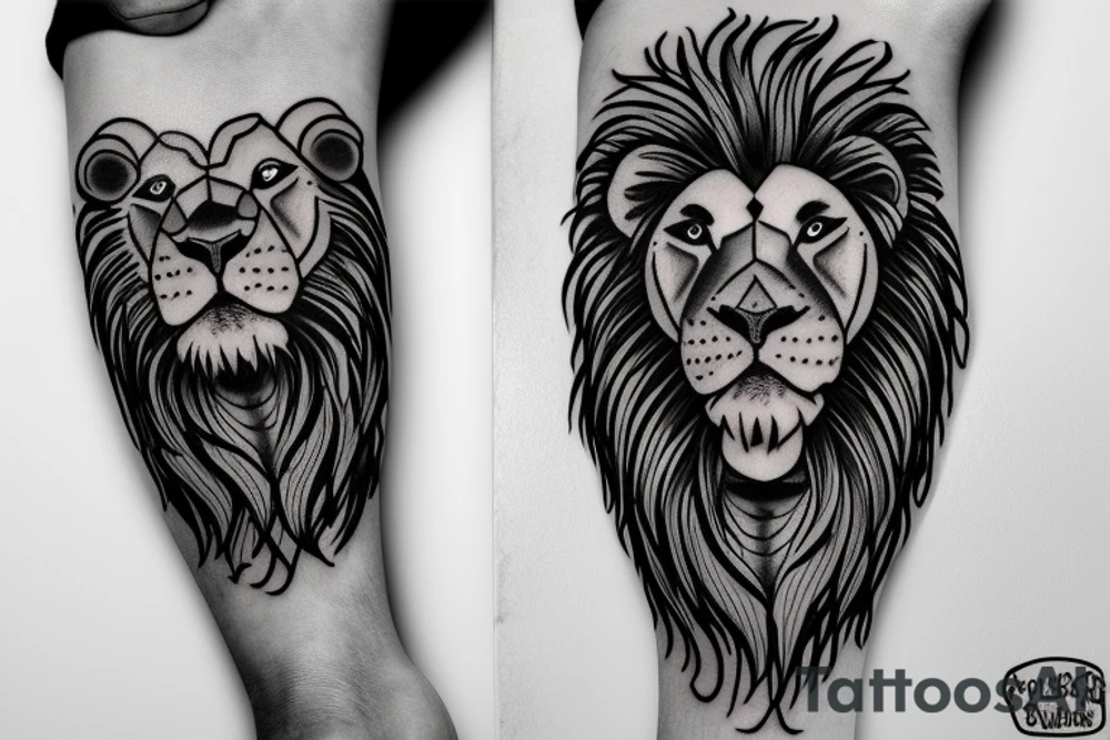 Lion with bull brother tattoo idea
