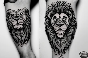 Lion with bull brother tattoo idea
