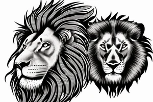 Lion with bull brother tattoo idea