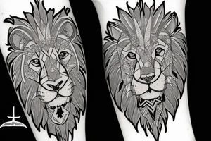 Lion with bull brother tattoo idea