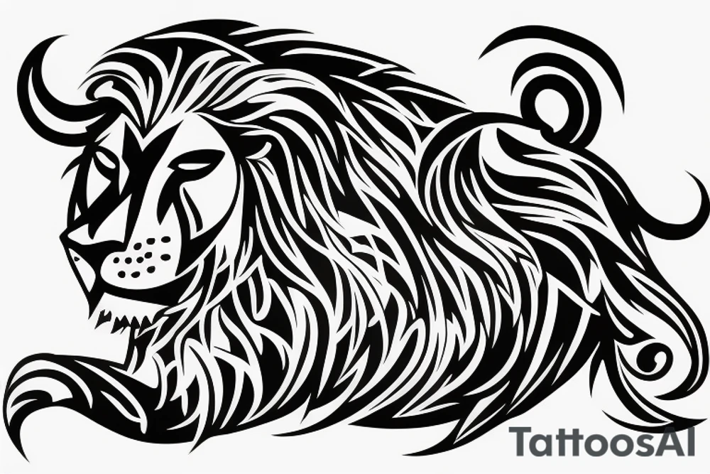 Lion with bull brother tattoo idea