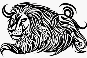 Lion with bull brother tattoo idea