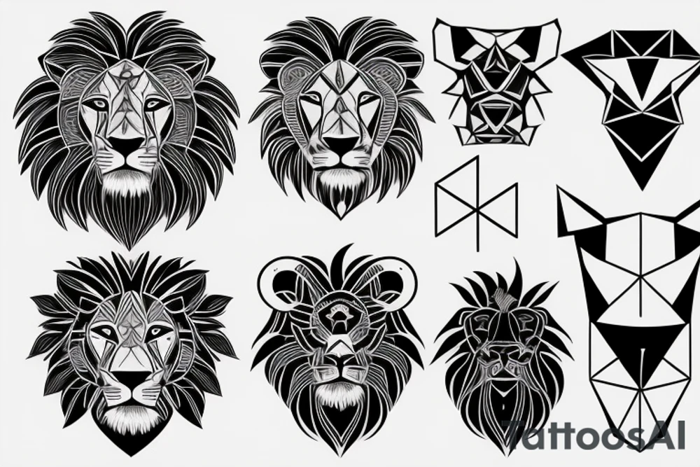Lion and bull brother tattoo idea