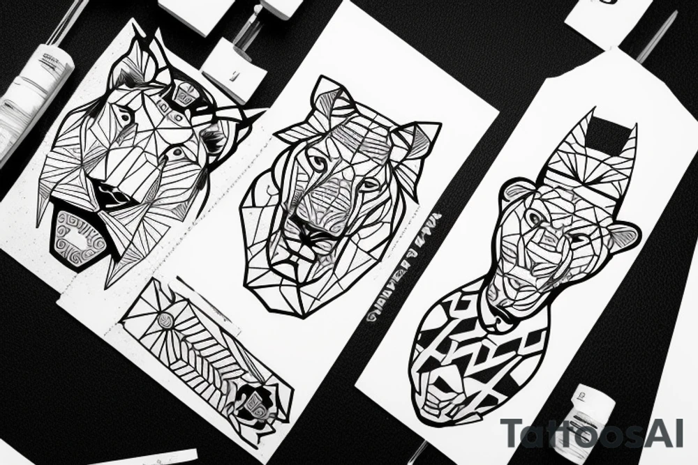 Lion and bull brother tattoo idea