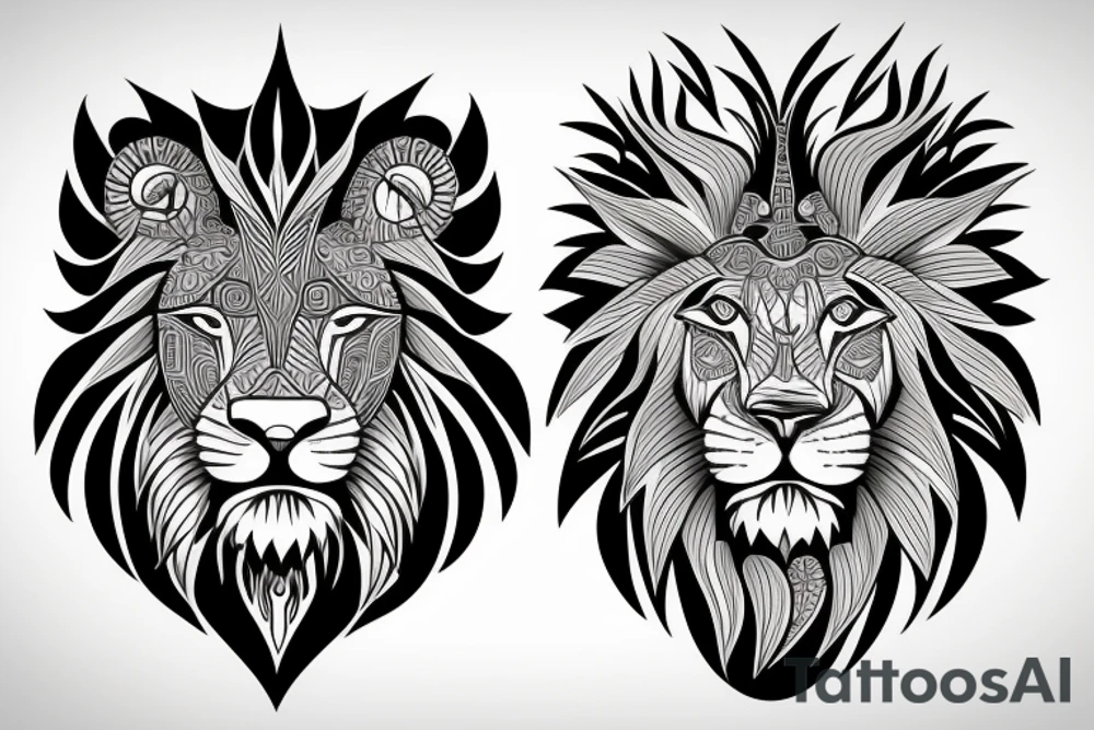 Lion and bull ,brothers tattoo idea