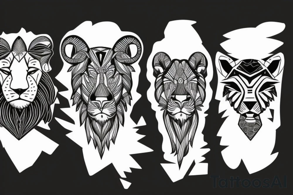 Half Lion and half bull tattoo idea