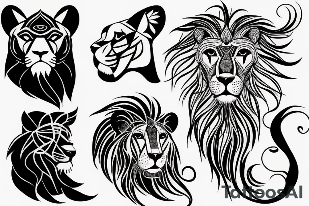 Half Lion and half bull tattoo idea