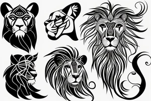 Half Lion and half bull tattoo idea