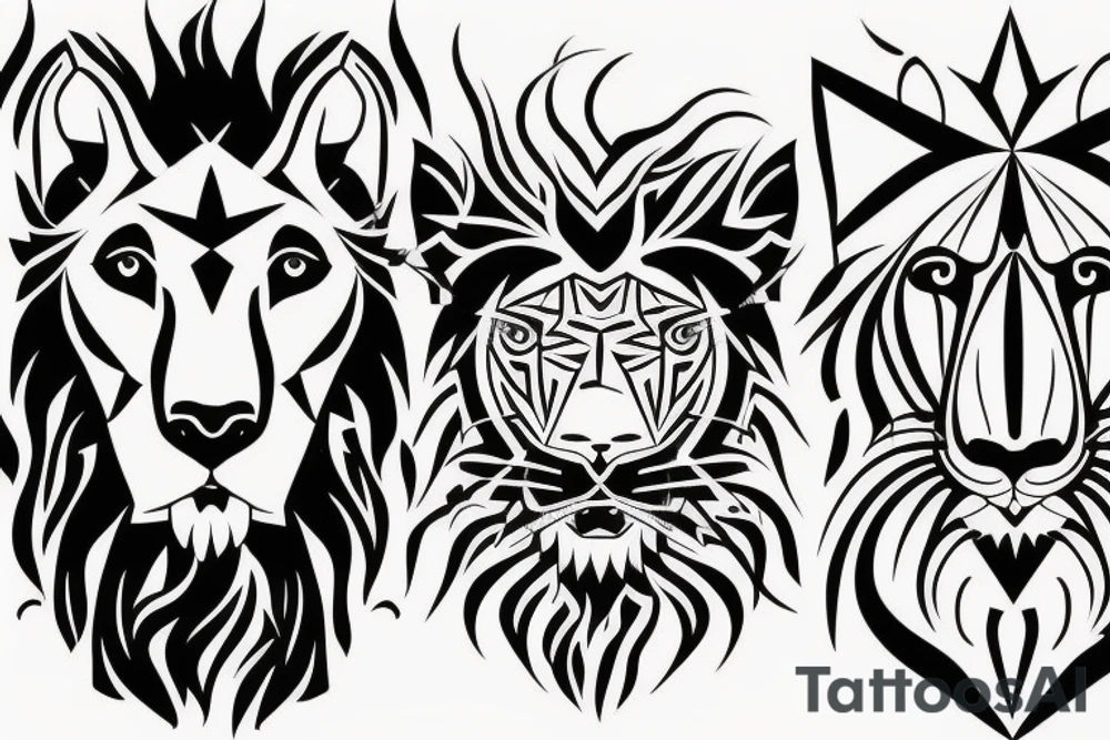 Half Lion and half bull tattoo idea