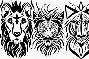 Half Lion and half bull tattoo idea