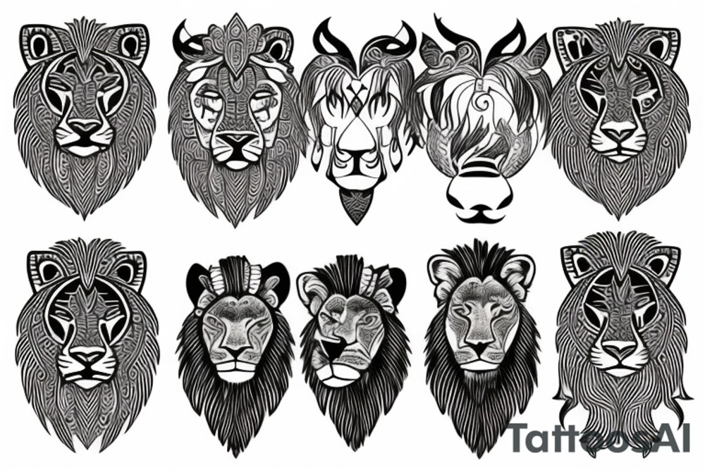 Half Lion and half bull tattoo idea