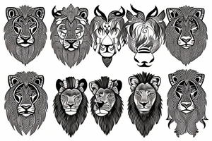 Half Lion and half bull tattoo idea