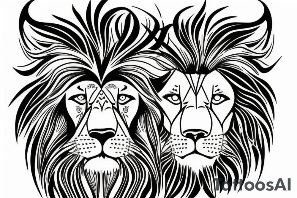 Half Lion and half bull tattoo idea