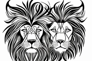 Half Lion and half bull tattoo idea