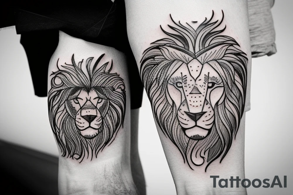 Half Lion and half bull tattoo idea