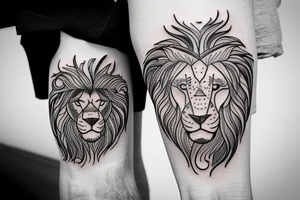 Half Lion and half bull tattoo idea
