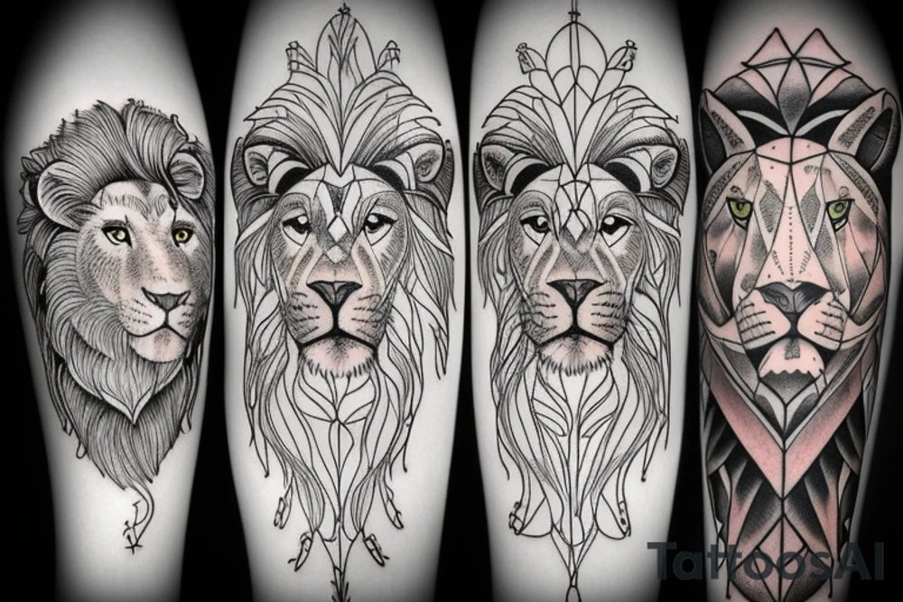 Half Lion and half bull tattoo idea