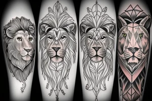 Half Lion and half bull tattoo idea