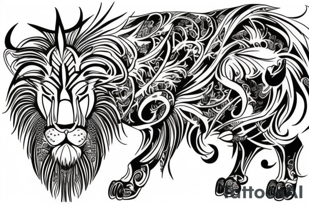Lion and bull tattoo idea