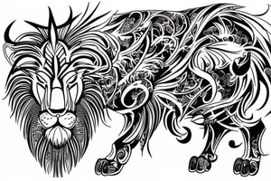 Lion and bull tattoo idea