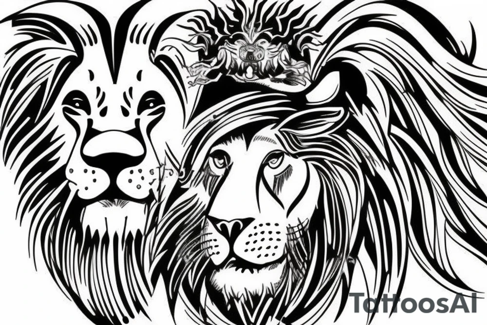 Lion and bull tattoo idea