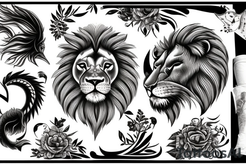 Lion and bull tattoo idea