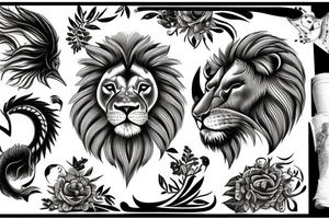 Lion and bull tattoo idea
