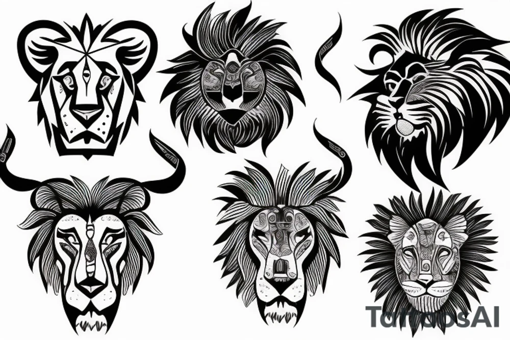 Lion and bull tattoo idea