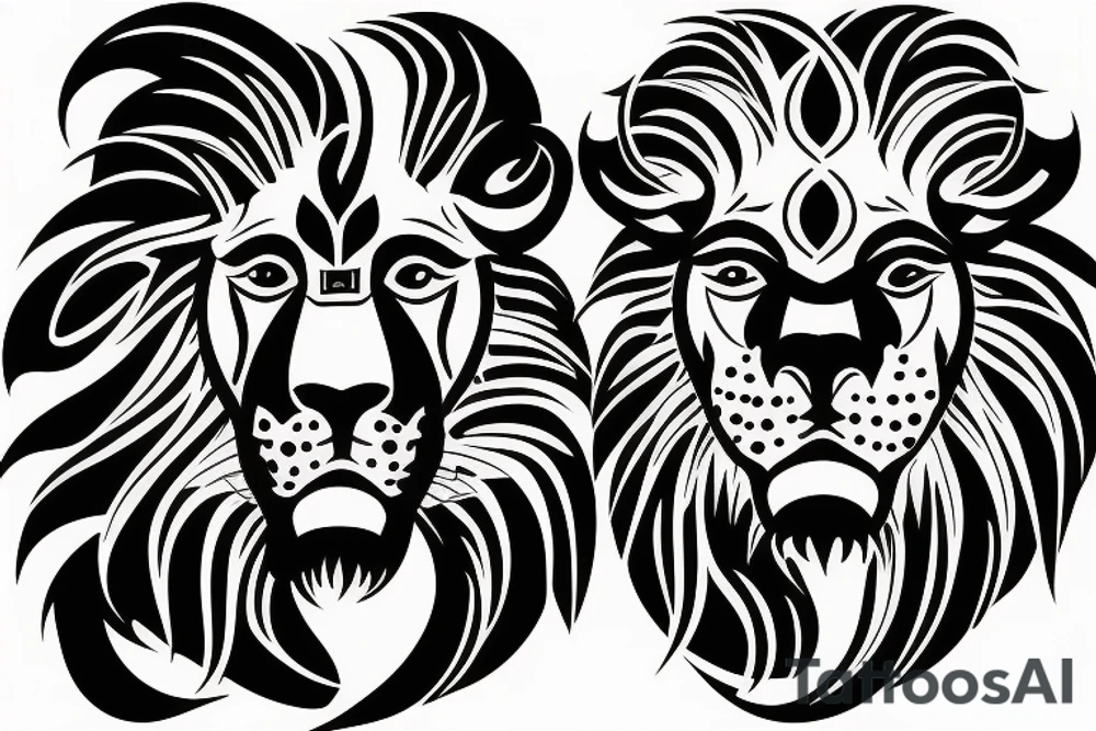 Lion fused with bull tattoo idea
