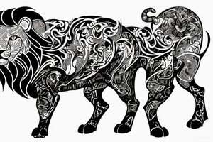 Lion fused with bull tattoo idea