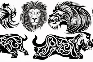 Lion fused with bull tattoo idea