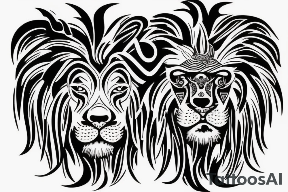 Lion fused with bull tattoo idea