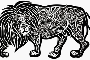 Lion fused with bull tattoo idea