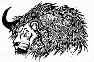 Lion fused with bull tattoo idea