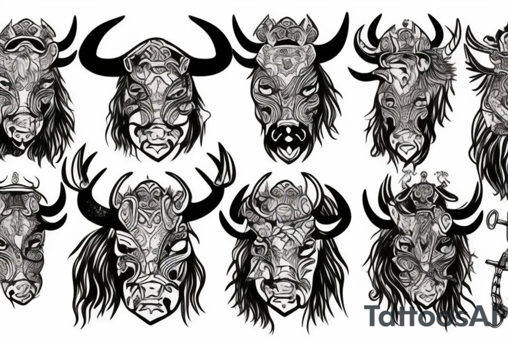 Bull Scandinavian warrior tattoo idea