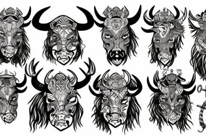 Bull Scandinavian warrior tattoo idea