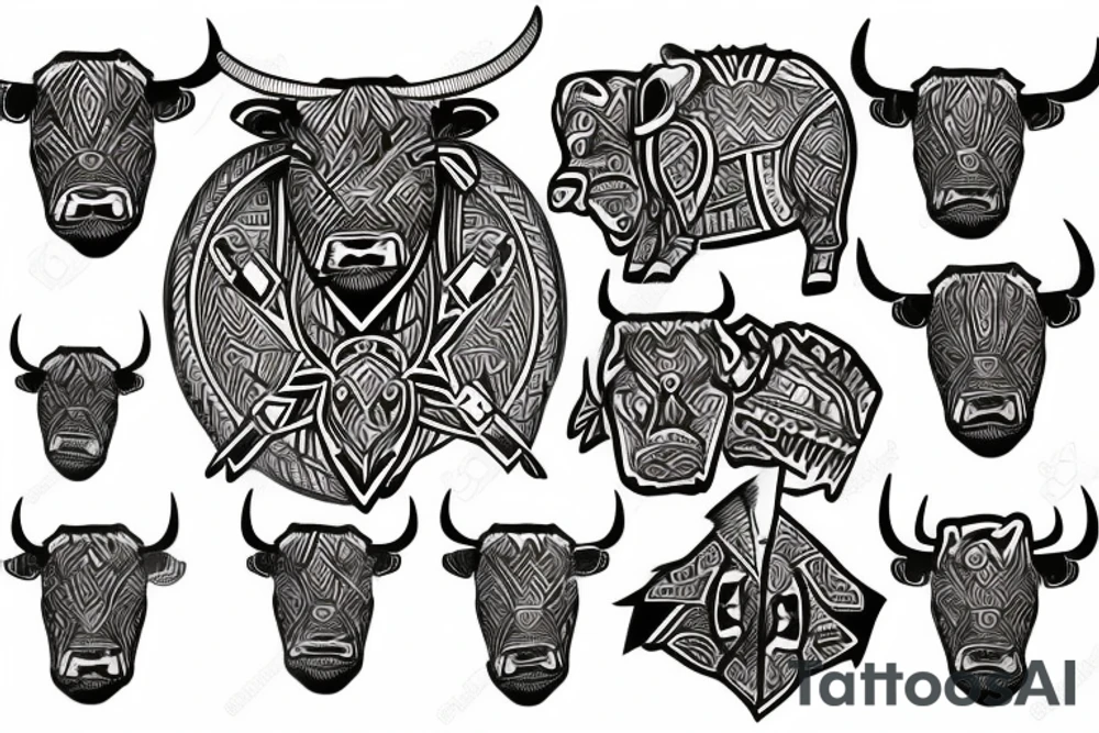 Bull Scandinavian warrior tattoo idea
