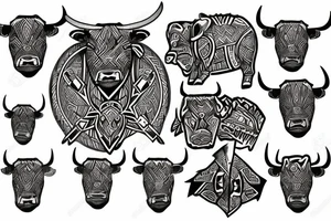 Bull Scandinavian warrior tattoo idea