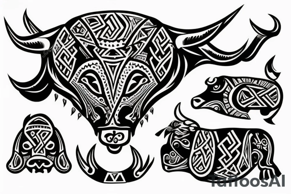 Bull Scandinavian warrior tattoo idea