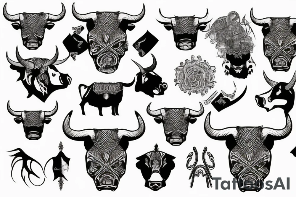 Bull Scandinavian warrior tattoo idea